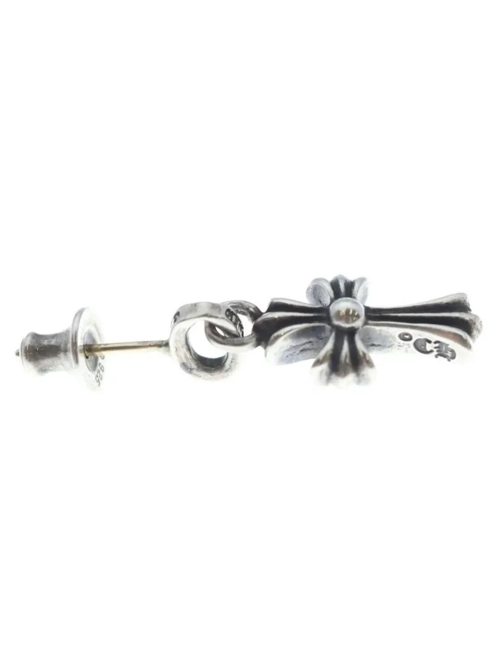 Chrome Hearts Bby Pprchn Baby Fat Cross Drop Earrings Silver